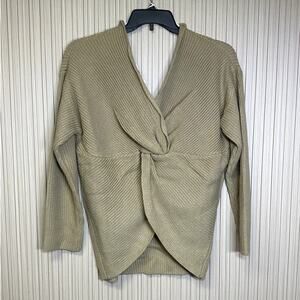 Women's Twist Front Knit Sweater in Green Size Large